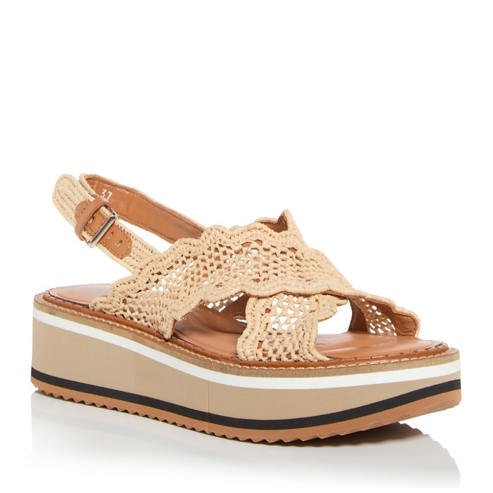 Clergerie crocheted raffia sandal size 8